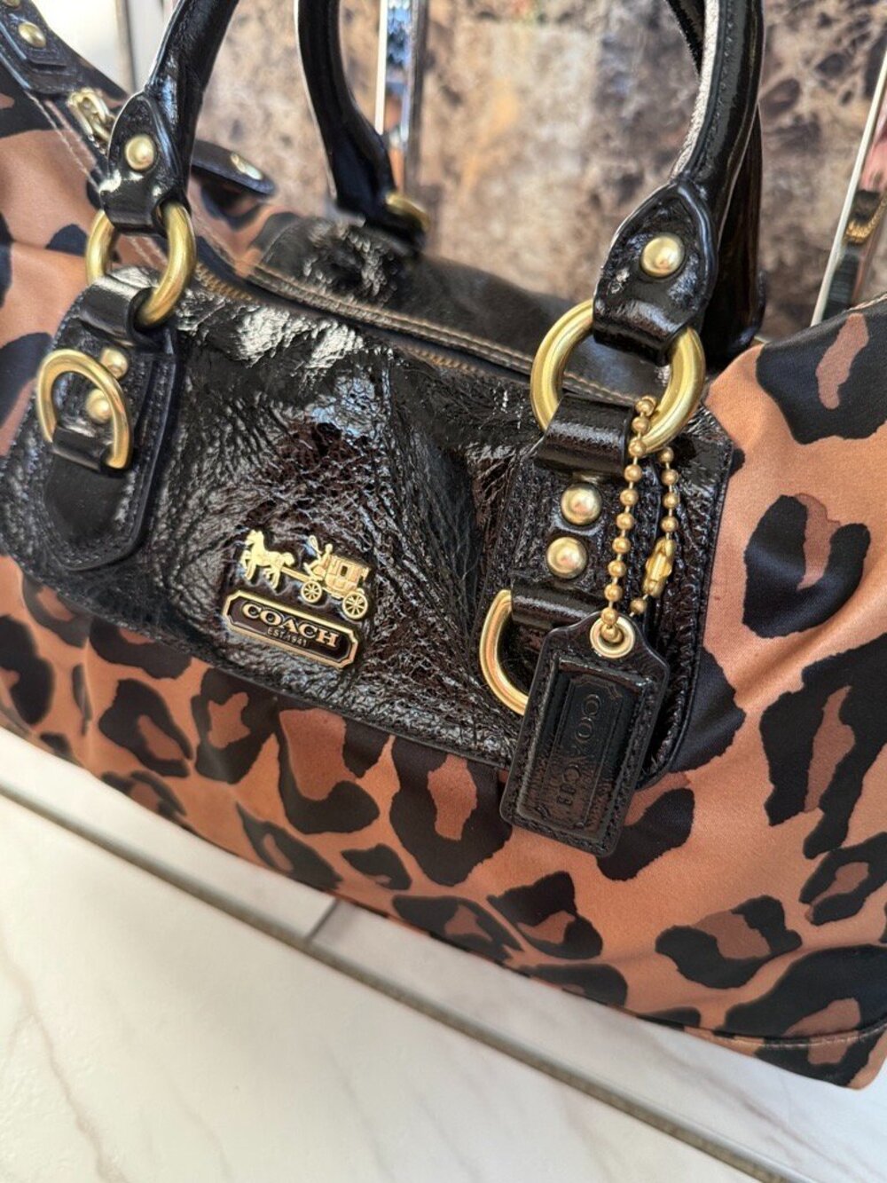 RARE & VINTAGE Coach Madison Sabrina Ocelot Satchel & Matching Wristlet - Picture 3 of 9